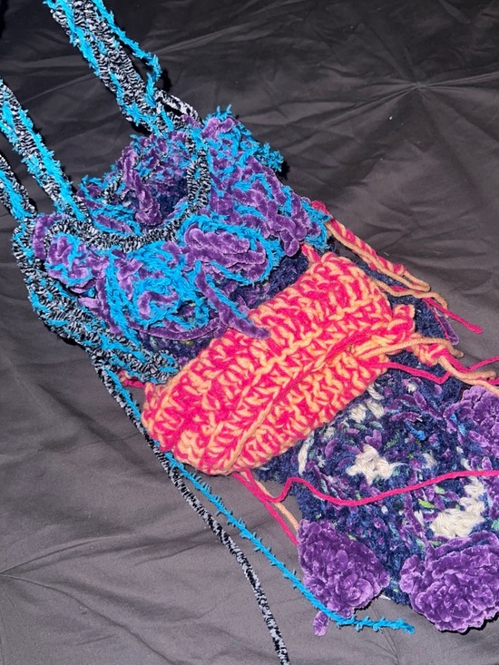 Handbags - Handmade Multicolor Crochet Shoulder Bag - Bright Pink & Teal Accents